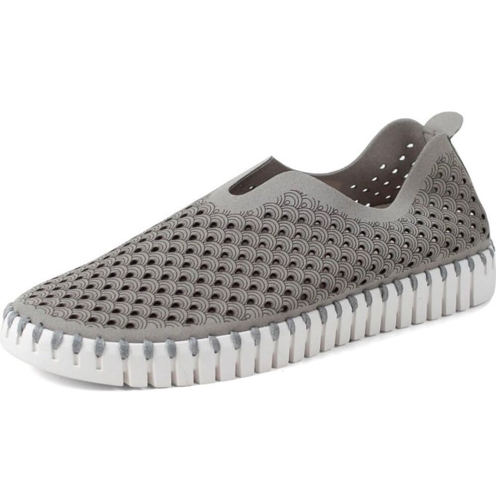 Ilse Jacobsen Tulip 139 Perforated Slip On Sneakers Grey Flat Women's 7.5 8 38